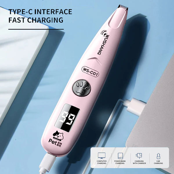 Pet Grooming Trimmer with LED Light – Cordless Waterproof Clipper for Dogs & Cats, Paws, Face & Sanitary Areas